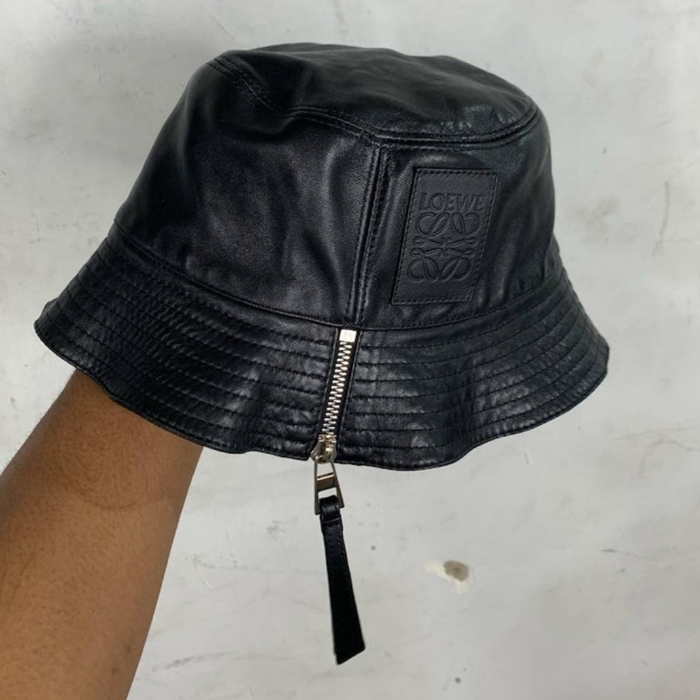 Loewe black leather bucket hat size 57- used excellent condition